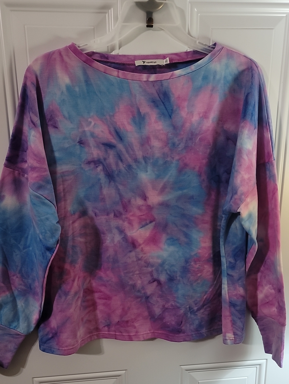Tie-Dye Long Sleeve Top - Purple & Blue